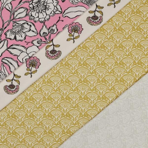 Canvas Baumwolle - Olive Flowers | Meterware