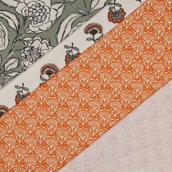 Canvas Baumwolle - Orange Flowers | Meterware
