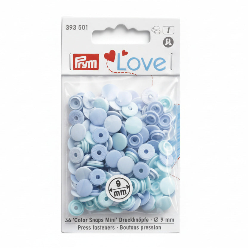 Prym Love Druckknöpfe "Color Snaps Mini " Hellblau - Ø 9 mm - 36 Stück