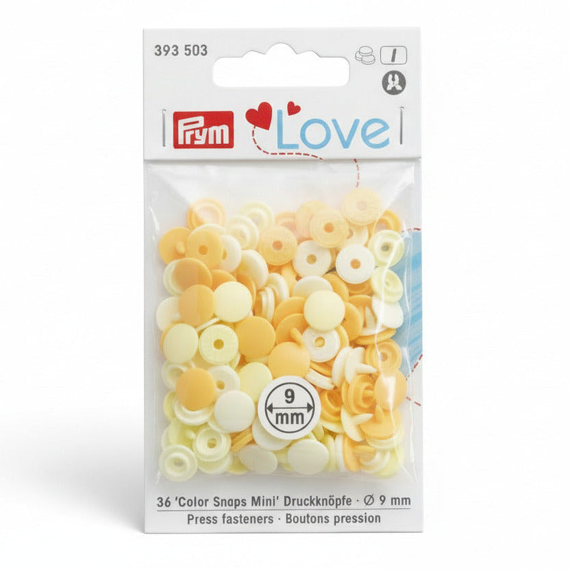 Prym Love Druckknöpfe "Color Snaps Mini " Hellgelb - Ø 9 mm - 36 Stück