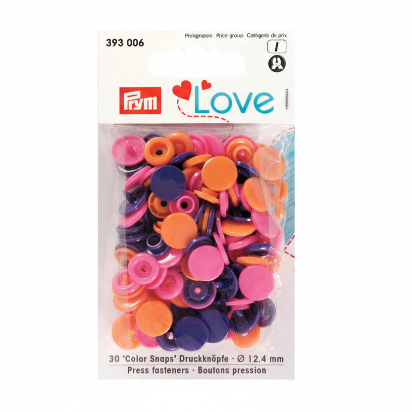 Prym Love Druckknöpfe "Color Snaps" Orange Pink Violett - Ø 12,4 mm - 30 Stück