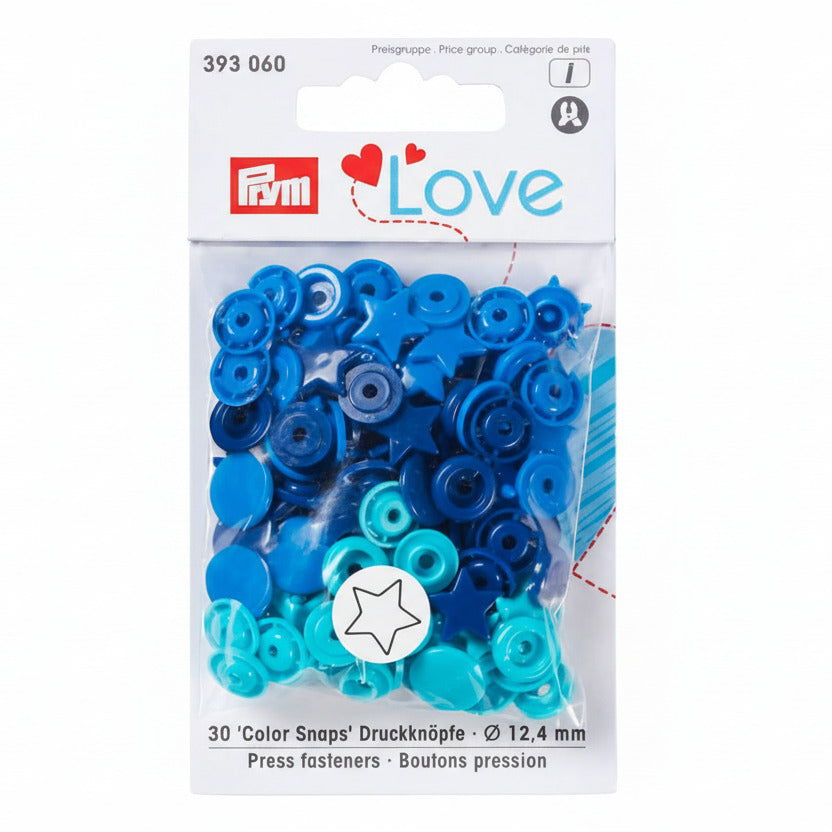 Prym Love Druckknöpfe "Color Snaps" Sterne Blau - Ø 12,4 mm - 30 Stück