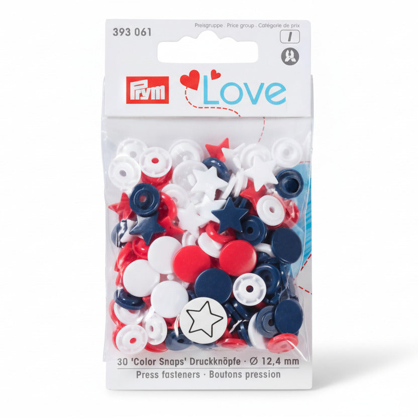 Prym Love Druckknöpfe "Color Snaps" Sterne Bunt - Ø 12,4 mm - 30 Stück