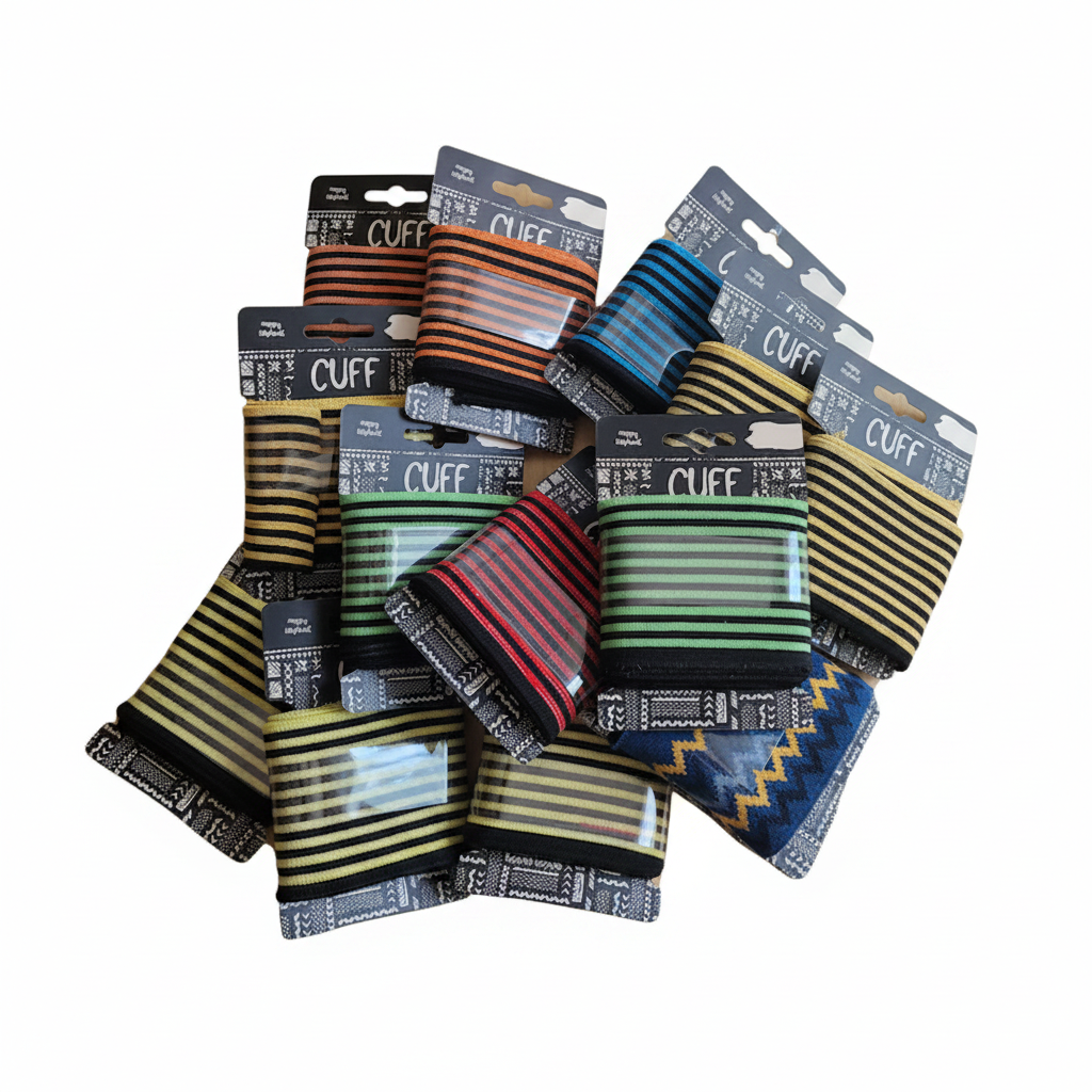 Cuffs mit Lurex in Gelb, Grün, Rot und weiteren Farben