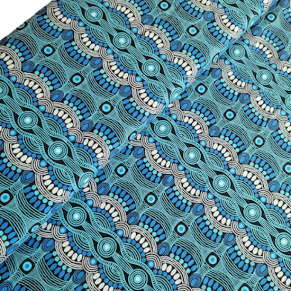 DESERT FLORA BLUE Aborigines Stoff aus Australien