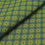 DISCO BLUE CIRCLE Afrikanischer-Shweshwe-Stoff-