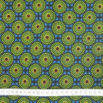 DISCO BLUE CIRCLE Afrikanischer-Shweshwe-Stoff-