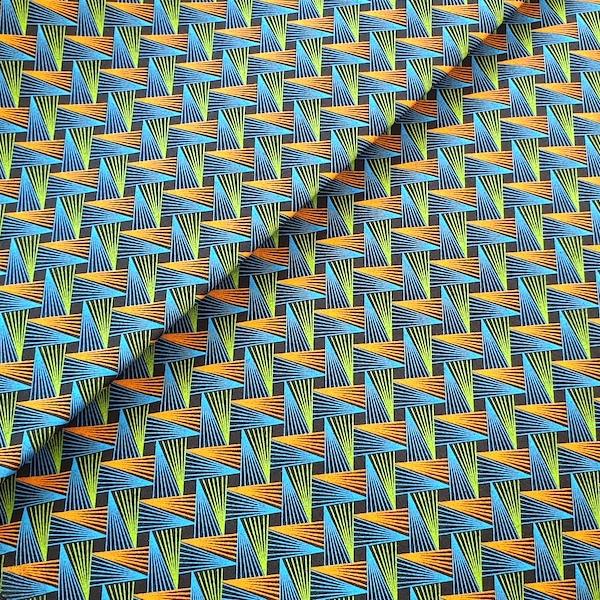 DISCO-BLUE-FAN-PATTERN-Afrikanischer-Shweshwe-Stoff