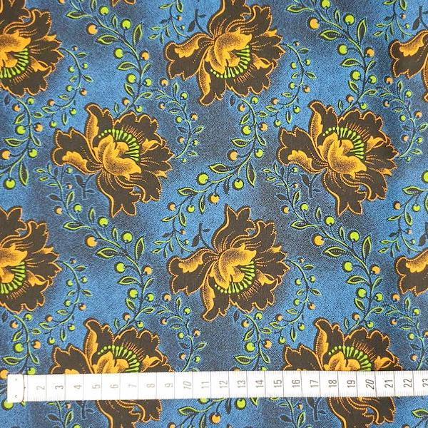 DISCO BLUE FLOWER Afrikanischer-Shweshwe-Stoff-