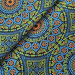 DISCO-BLUE-ORNAMENT-Afrikanischer-Shweshwe-Stoff