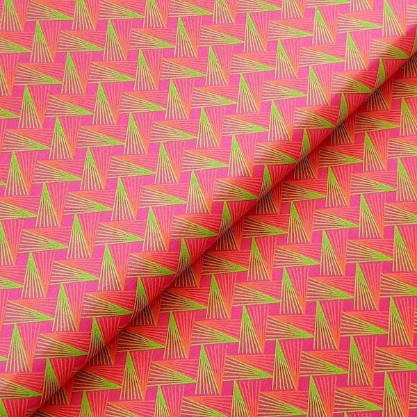 DISCO-PINK-FAN-PATTERN-Afrikanischer-Shweshwe-Stoff-