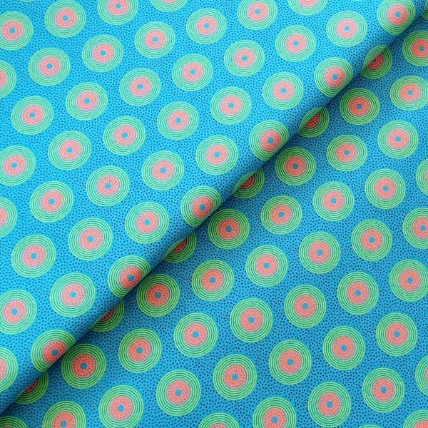 DISCO-TURQUOISE DOTS-Afrikanischer-Shweshwe-Stoff