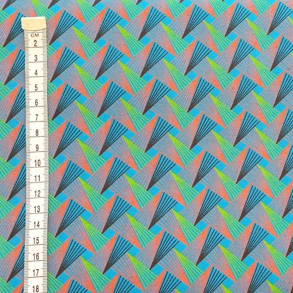 DISCO-TURQUOISE-FAN-PATTERN-Afrikanischer-Shweshwe-Stoff-