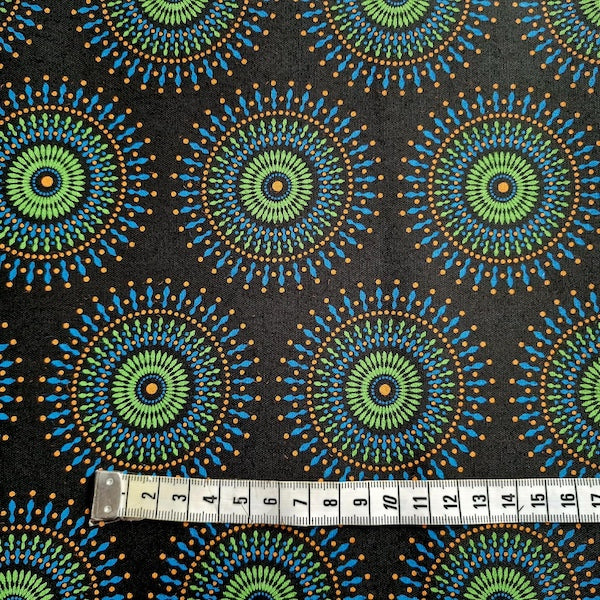 Südafrikanischer Shweshwe Stoff Disco Blue Sun von Da Gama Textiles