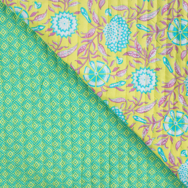 Doubleface Gesteppter Baumwoll Voile Floral und geometrisch – Enjoy Meterware