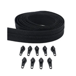 Endlos-Reissverschluss & Zipper im Set – 3 Meter inkl. 9 Zipper (Schwarz)