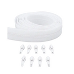 Endlos-Reissverschluss & Zipper im Set – 3 Meter inkl. 9 Zipper (Weiss)
