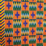 Afrikanischer Kente Stoff "Green Mountain Peaks" aus ETHNOstoffe & mehr, bunte Meterware mit traditionellem afrikanischem Design.