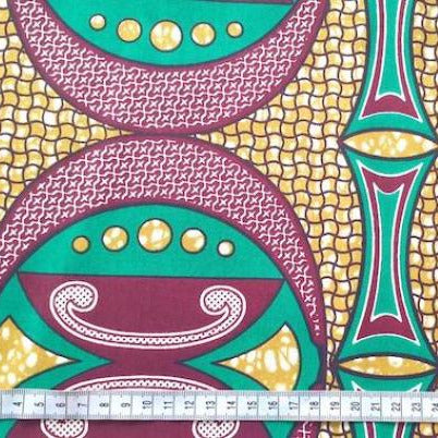 GREEN BORDEAUX UFO Waxprint Stoff
