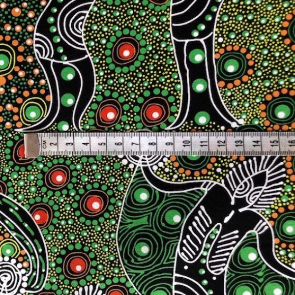 GREEN DANCING SPIRIT Aborigines Stoff aus Australien