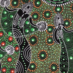 GREEN DANCING SPIRIT Aborigines Stoff aus Australien