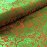 GREEN ORANGE FLOWERS Seidenjacquard aus Vietnam