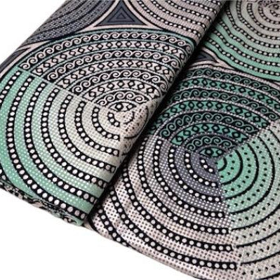 GREEN SILVER CIRCLES Osikani Stoff