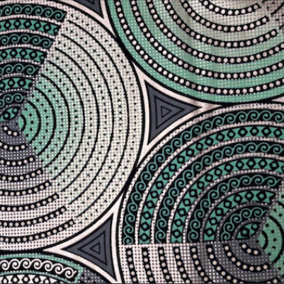 GREEN SILVER CIRCLES Osikani Stoff