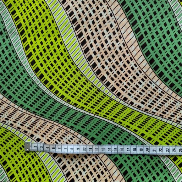 Wax Print Stoff Baumwolle grün Wellenmuster – Meterware afrikanisch Green Wave