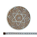 Grosser runder indischer Holzstempel Mandala Blütenornament mit floralen Verzierungen