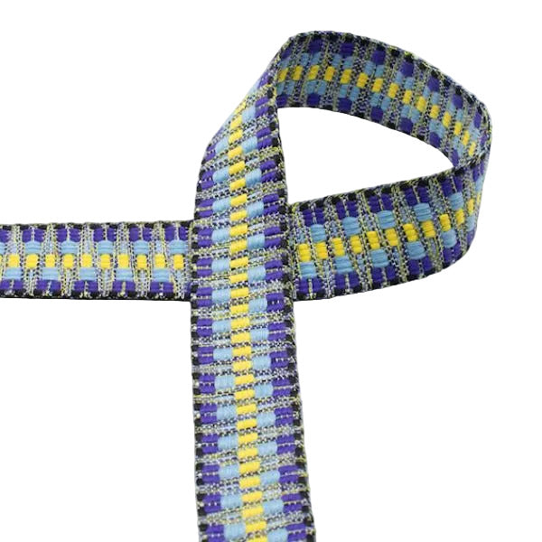 Gurtband Jacquard Aztek Blau Gelb 38 mm
