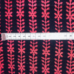 Hand Block Print aus Indien – PINK BLACK FLORAL Viskose