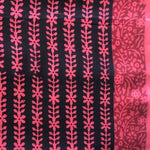 PINK-BLACK-FLORAL-VISCOSE Indischer-Hand-Block-Print