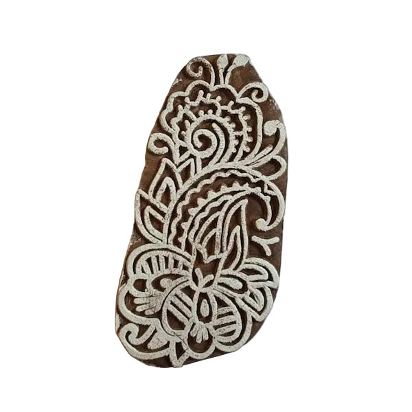 Handgefertigter indischer Holzstempel Blumenmix mit floralem Motiv für Stoffdruck