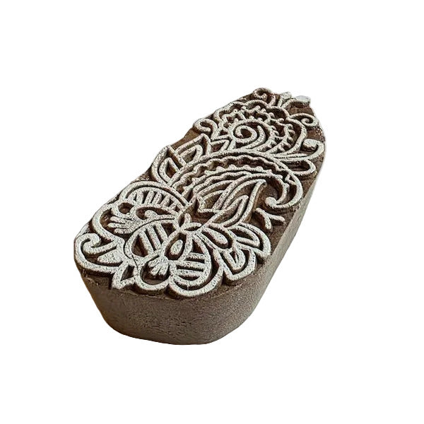 Handgefertigter indischer Holzstempel Blumenmix mit floralem Motiv für Stoffdruck