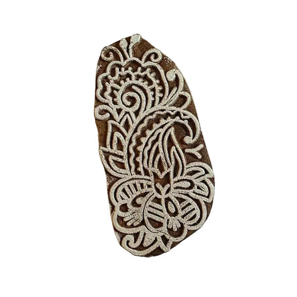 Handgefertigter indischer Holzstempel Blumenmix mit floralem Motiv für Stoffdruck