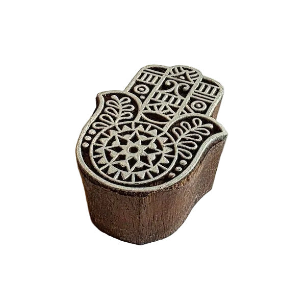 Detailaufnahme des indischen Holzstempels Hamsa aus Holz