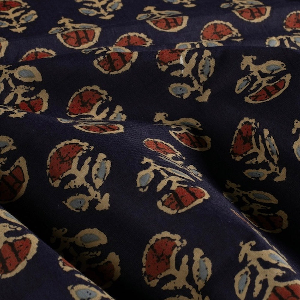 Indischer Voile Stoff Baumwolle Blumen Marine – Meterware „Blue Flower“