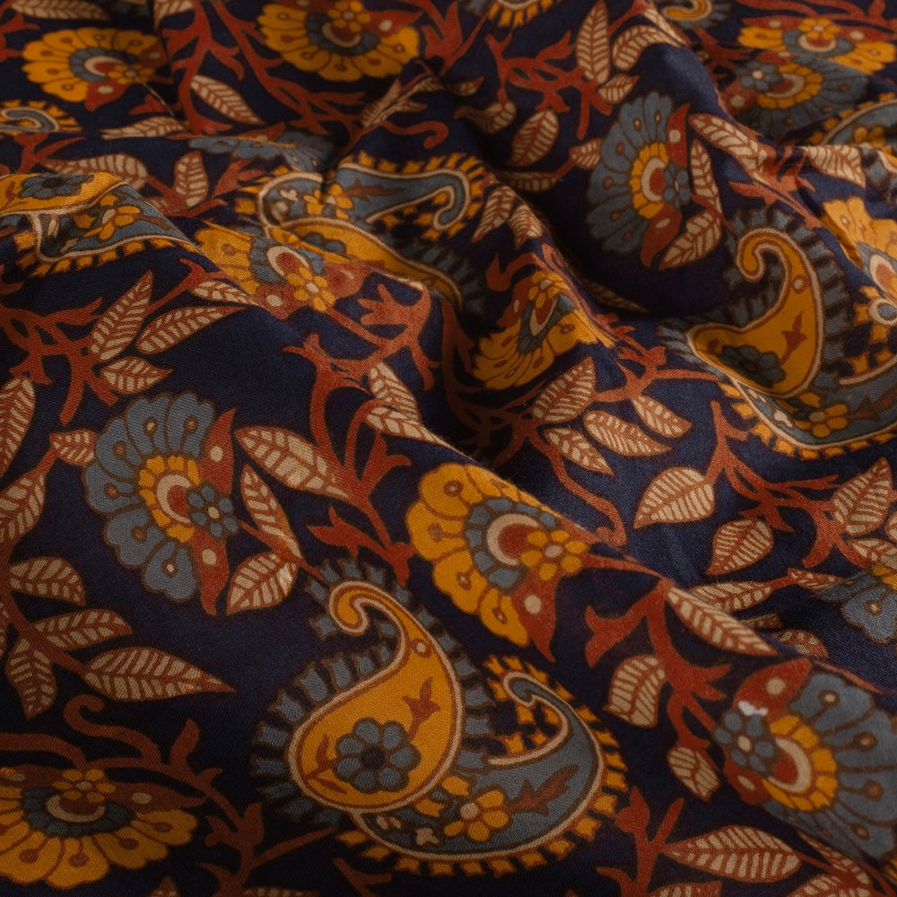 Indischer Voile Stoff Baumwolle Paisley Bunt Marine Gelb – Meterware „Paisley Colorful“