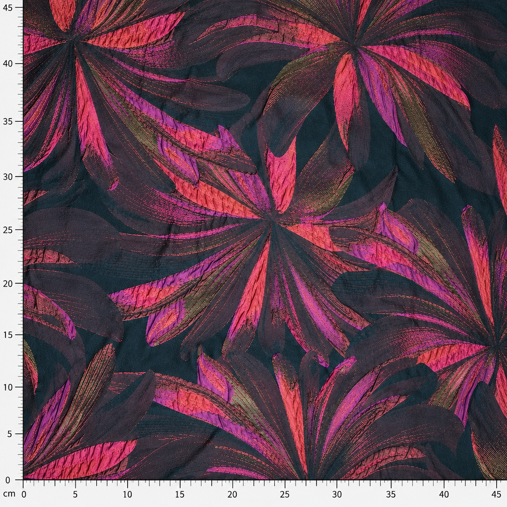 Jacquard Stoff Lurex Blumen Fuchsia