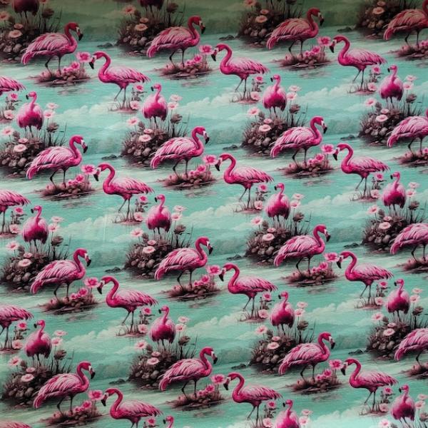 Jersey Baumwolle Pink Flamingo von Stenzo | Meterware