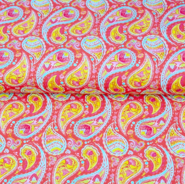 Jersey Baumwolle Pink Paisley von Stenzo | Meterware