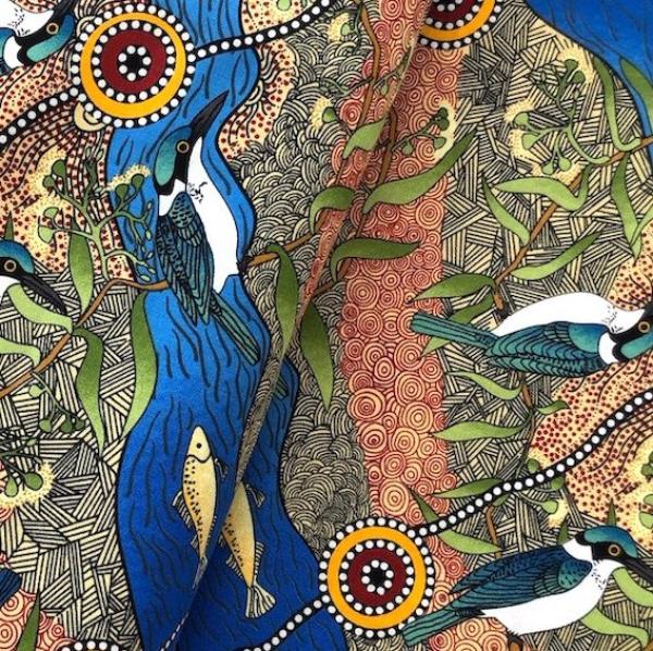 KINGFISHER CAMP Aborigines Stoff aus Australien