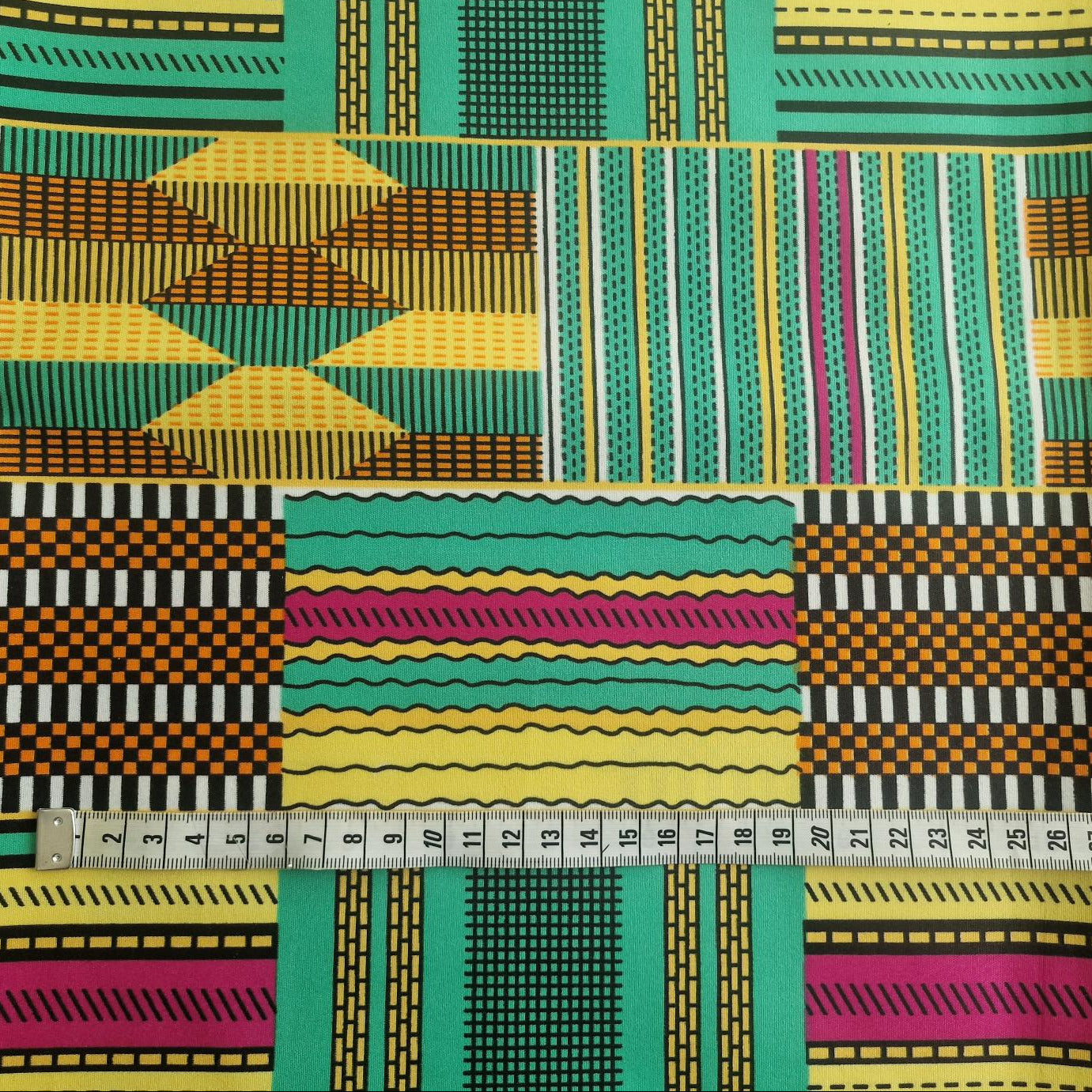 Afrikanischer Kente Stoff "Green Dream" - Mischgewebe Meterware