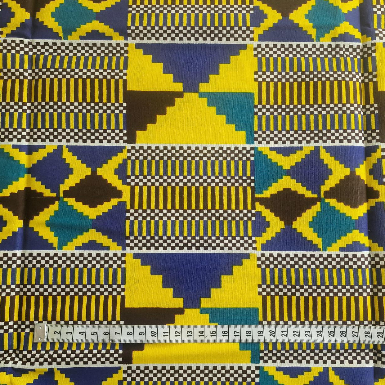 Afrikanischer Kente Stoff "Yellow Blue Dream" - 100% Baumwolle - Meterware