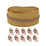 Reißverschluss & Zipper im Set – 3 Meter inkl. 9 Zipper (Kupfer/Curry)