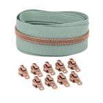 Reißverschluss & Zipper im Set – 3 Meter inkl. 9 Zipper (Kupfer/Mint)