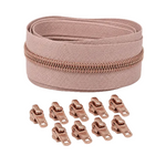 Reißverschluss & Zipper im Set – 3 Meter inkl. 9 Zipper (Kupfer/Nude)