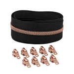 Reißverschluss & Zipper im Set – 3 Meter inkl. 9 Zipper (Kupfer/Schwarz)