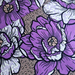 Afrikanischer Wax Print Stoff Baumwolle LILA FLOWERS